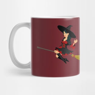 Broomstick Female Fictional Flying Girl Halloween Mug